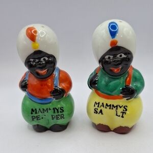 Vintage Black Americana Ceramic Salt and Pepper Shaker Set